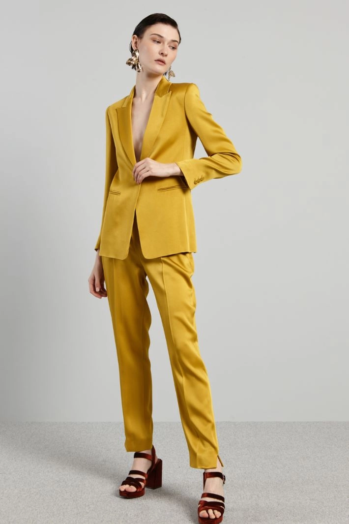 Single-breasted envers satin blazer - MUSTARD