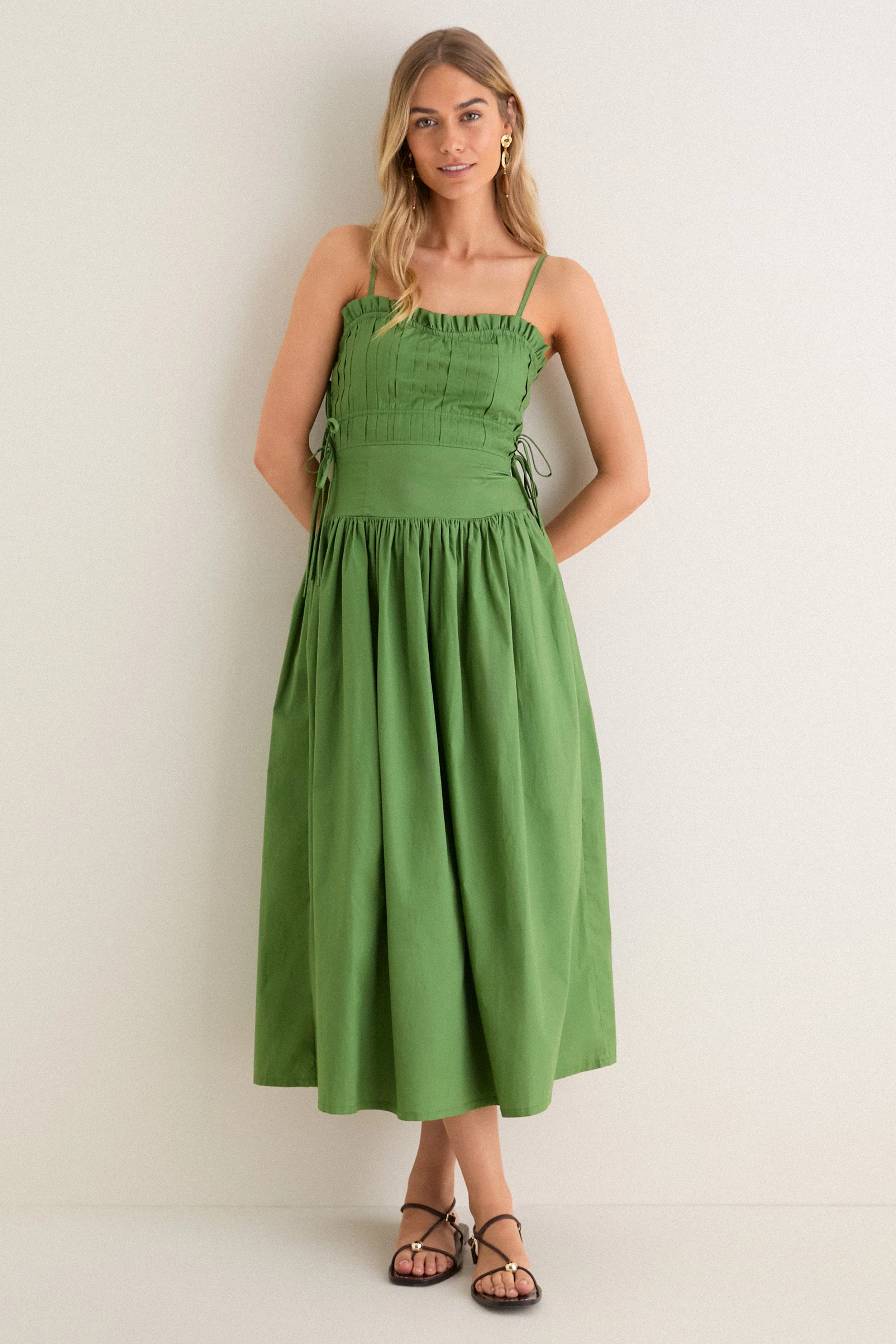 Green Tie Midi Dress
