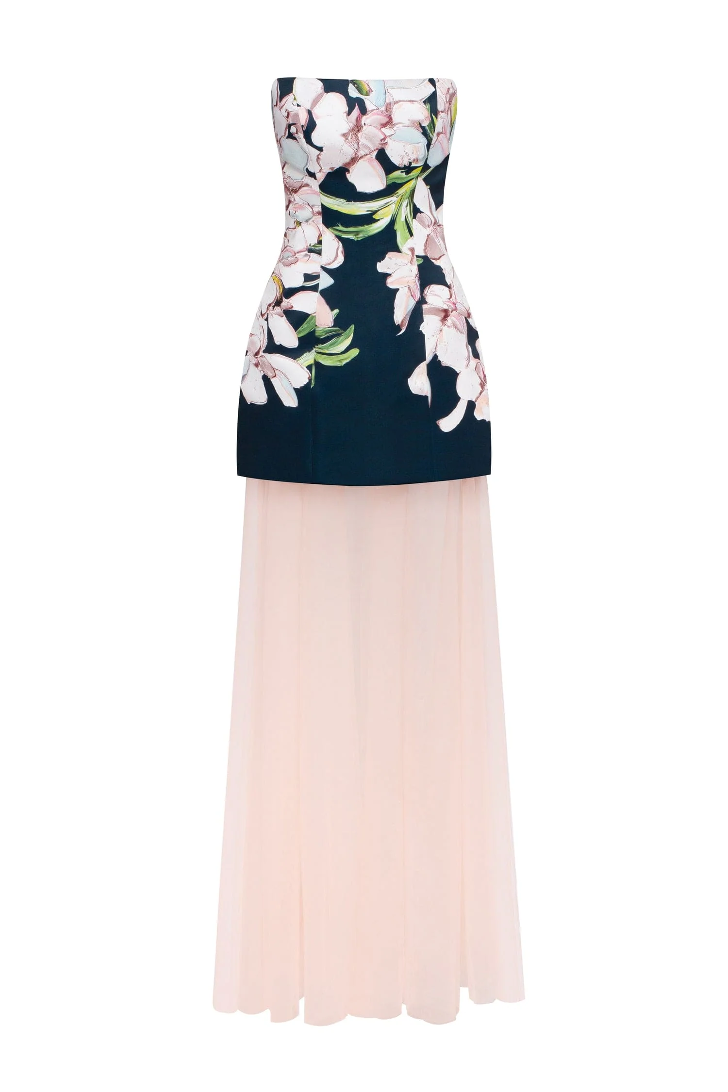 2-in-1 floral mini dress with a detachable light peach underskirt
