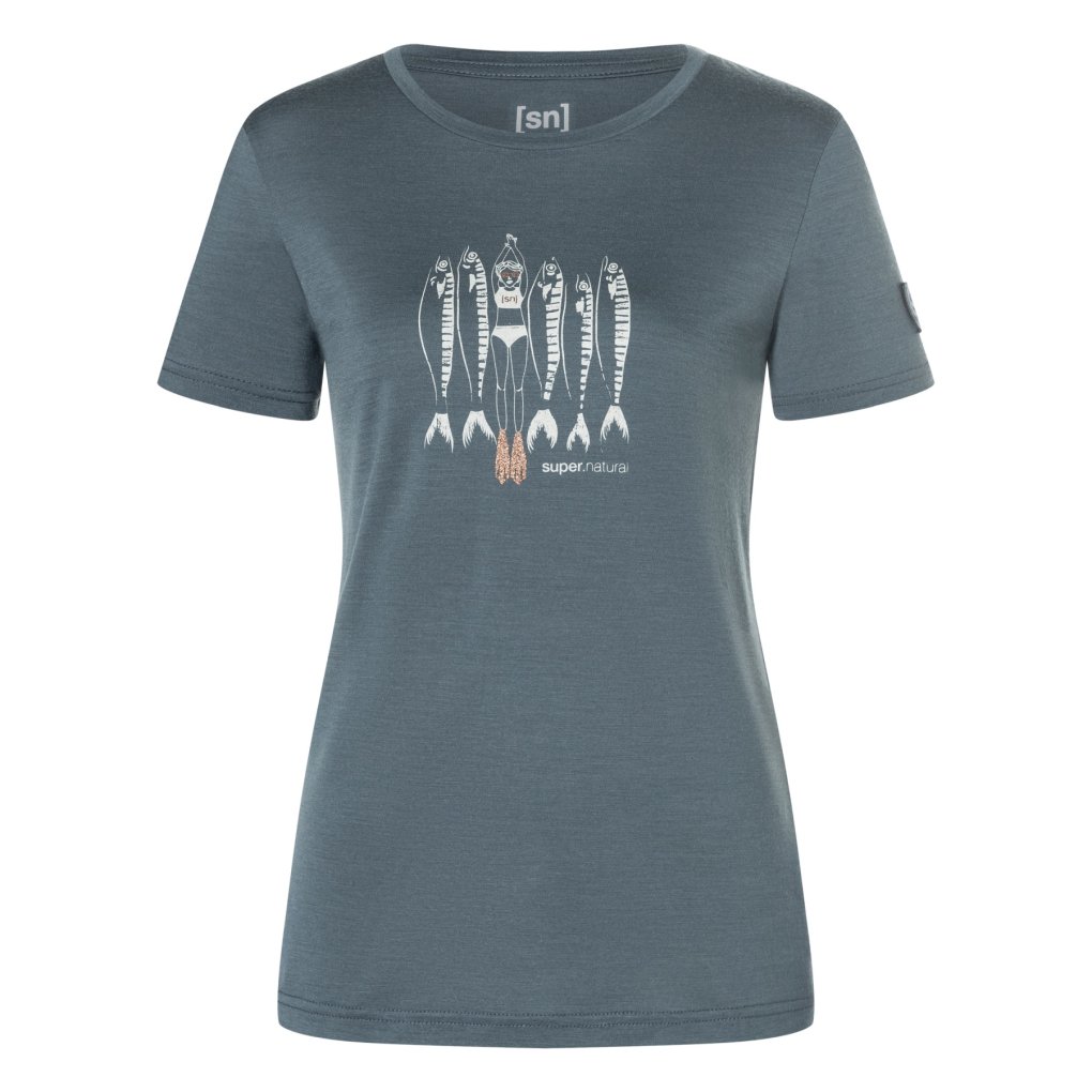 SUPER.NATURAL Copper Sardine Bio Tee Women - Turbulence Blue/Feather Grey/Copper