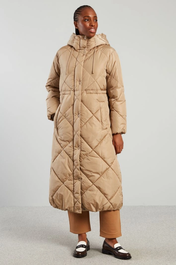 Long taffeta down jacket - BEIGE