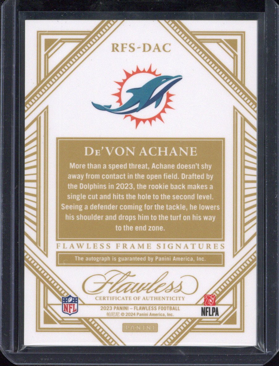 2023 Panini Flawless Football De'von Achane Autograph /5 #RFS-DAC