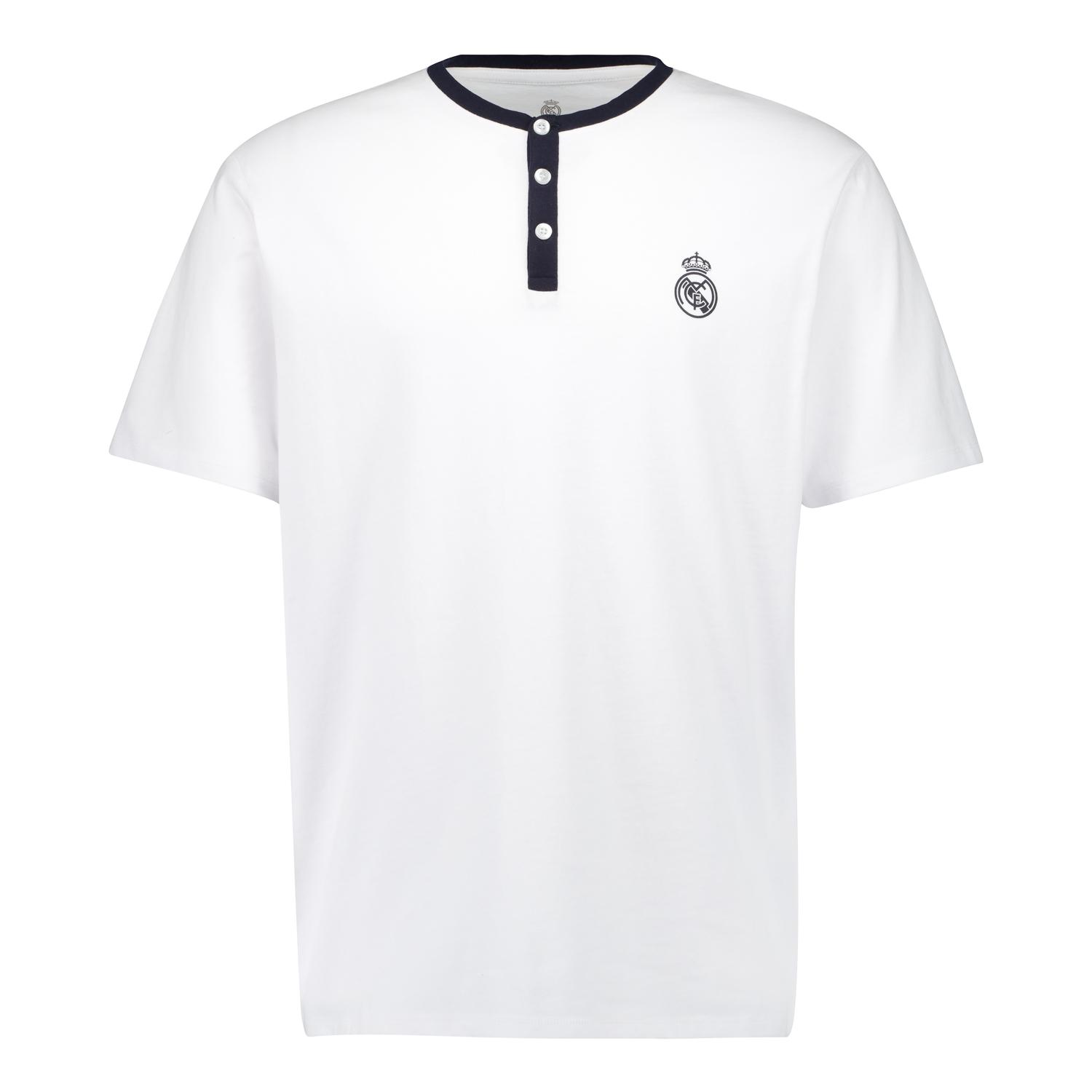 Mens Real Madrid White Dreams Pijama Set T-Shirt & Fleece Trousers Navy
