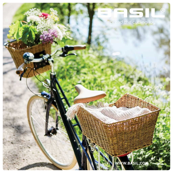 Basil Cento Rattan Look Bike Basket 35L - brown
