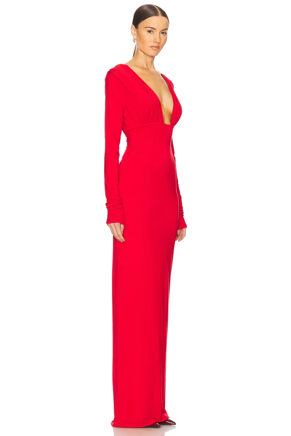 Jersey Deep V Maxi Dress