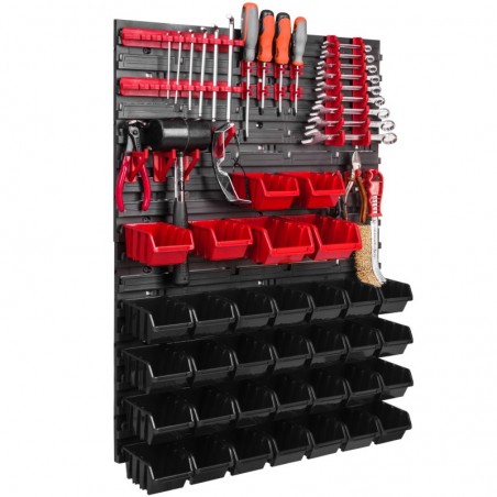 Tool wall 58 x 78 cm with Hooks and 34 Boxes