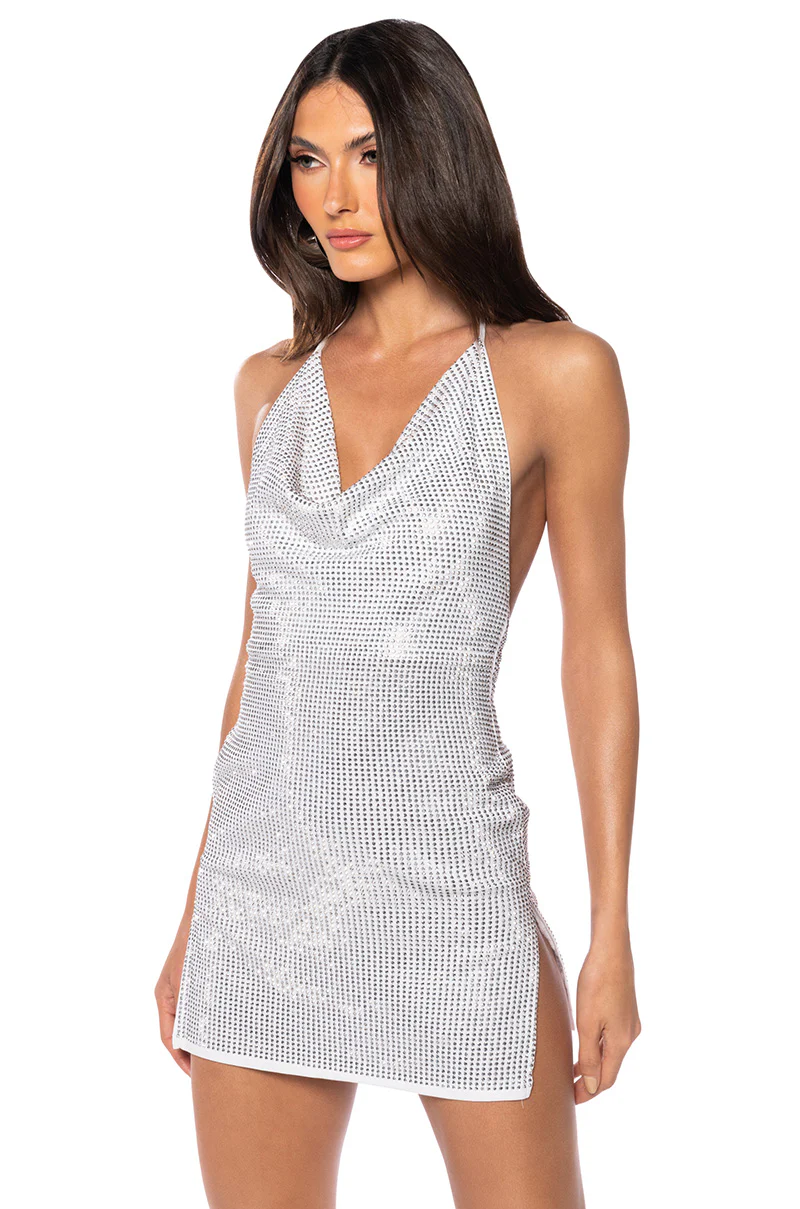 Midnight Magic Rhinestone Mini Dress