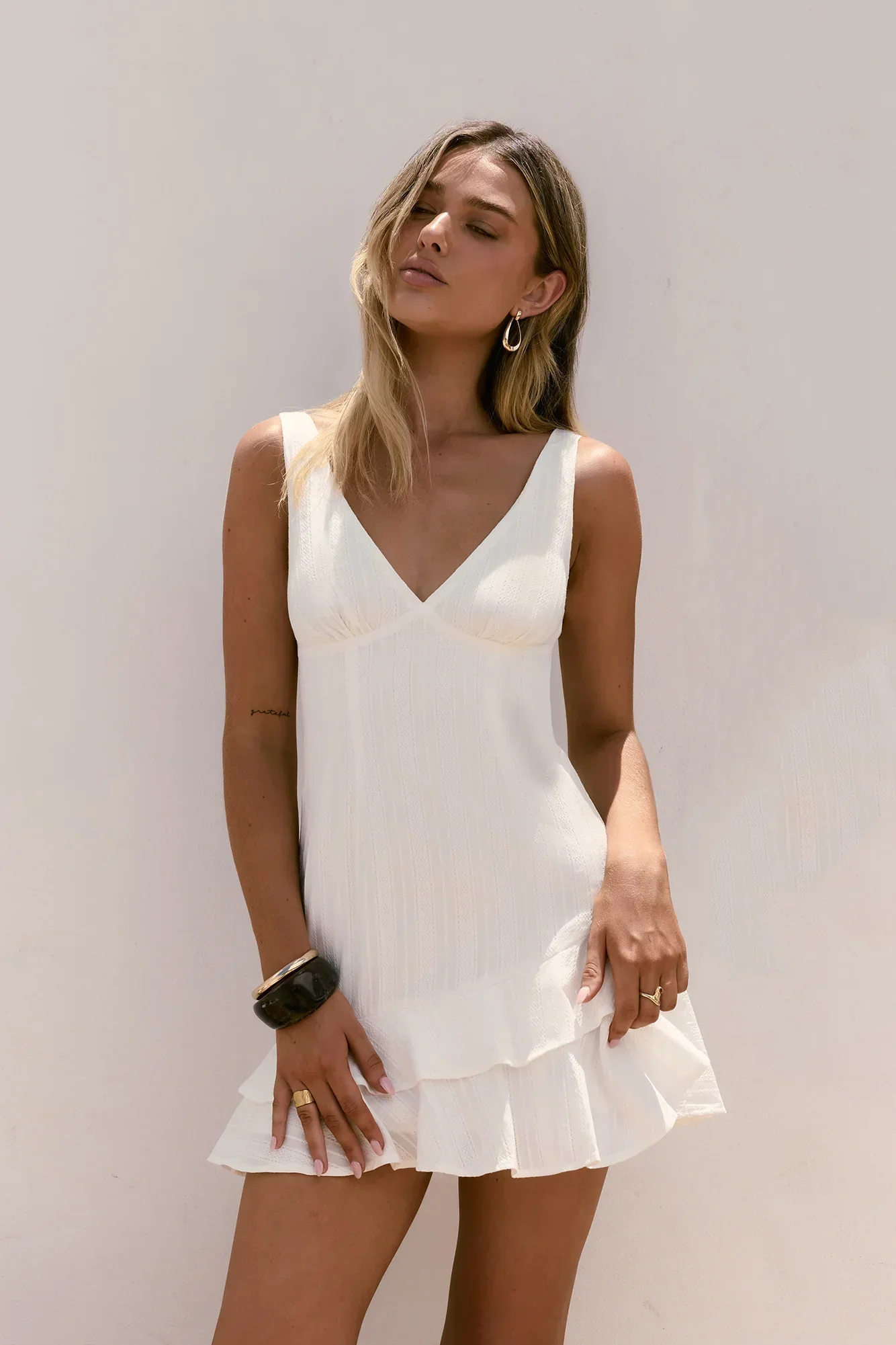 Among The Clouds Mini Dress White