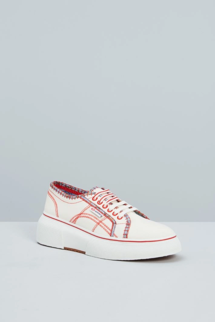 Canvas trainers - WHITE RED