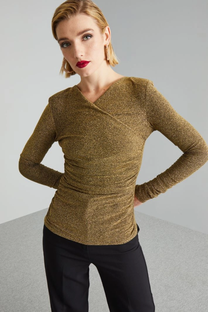 Top with crossed neck - GOLD BLACK