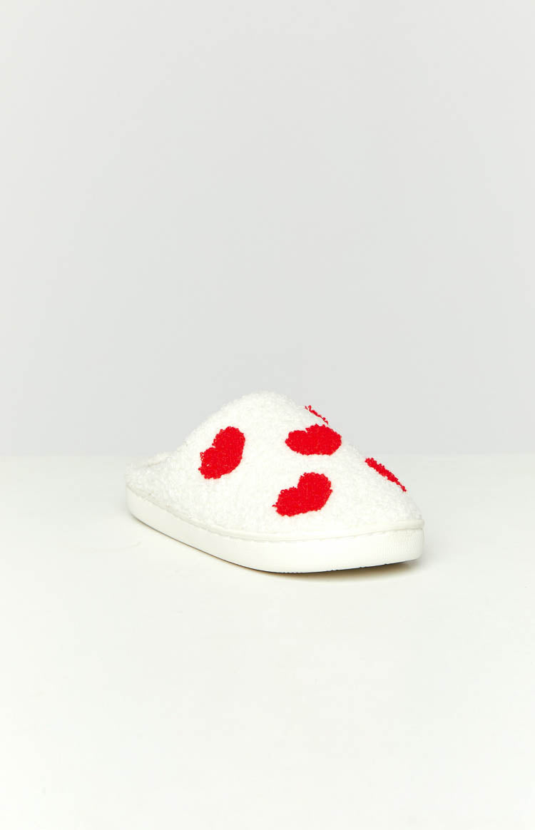 Sweetheart Sole White Love Heart Slippers
