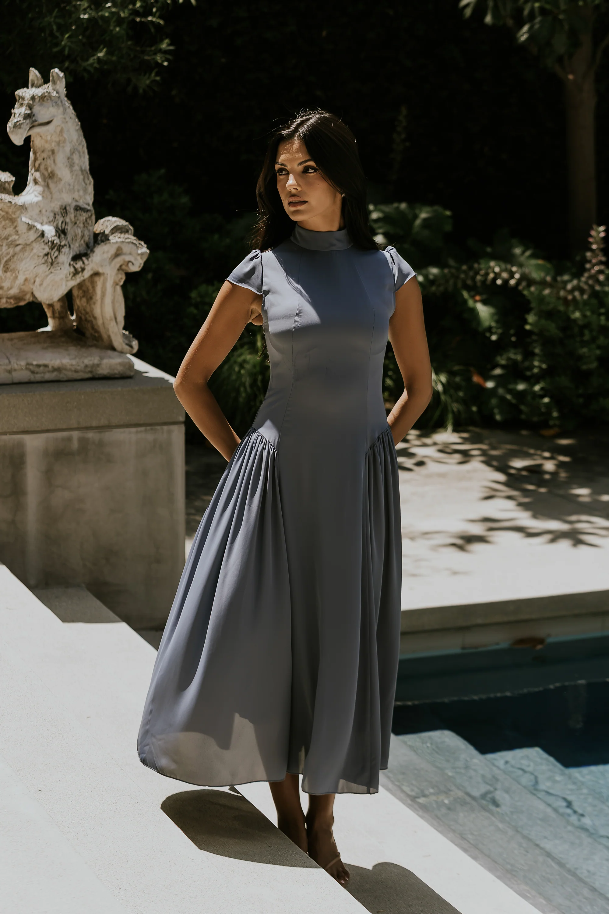 Marlee Maxi Dress in Slate Blue