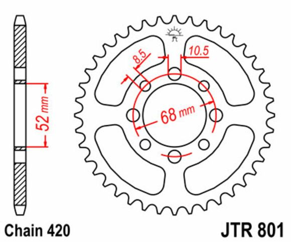 JT. Standard Steel Sprocket 801 - 420Ref: JTC01780A / 1075115014