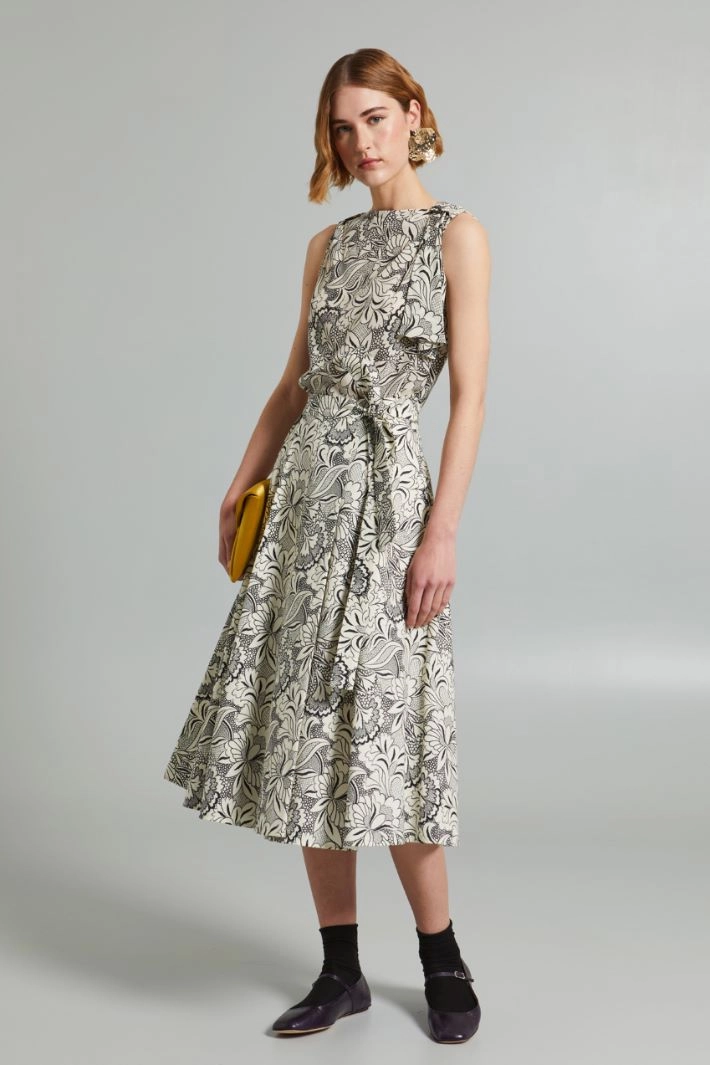 Wrap skirt in faille - BLACK CREAM