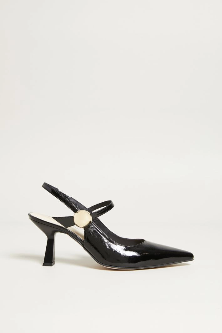 Slingback with maxi-button - BLACK