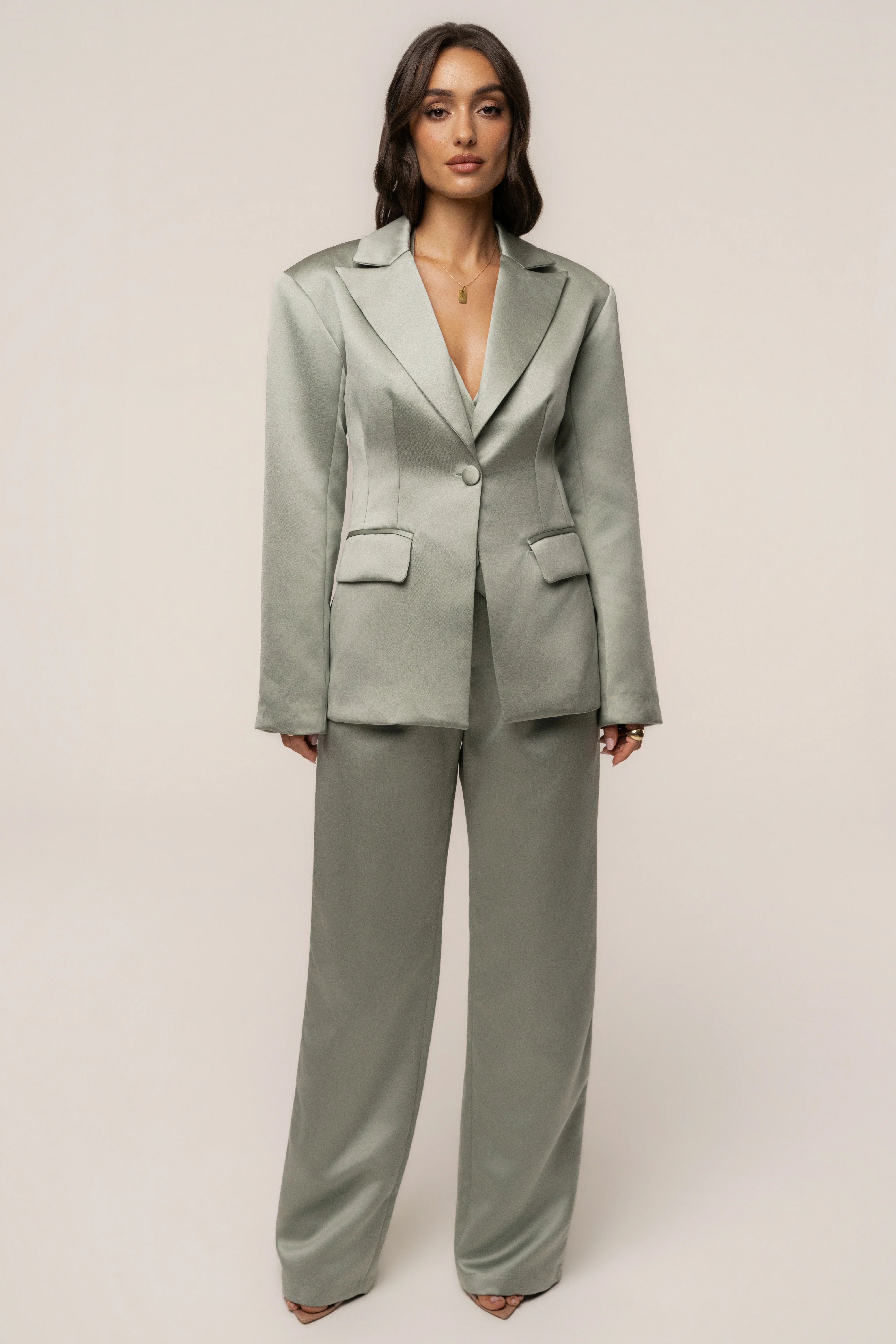 Sage City Nights Satin Trouser
