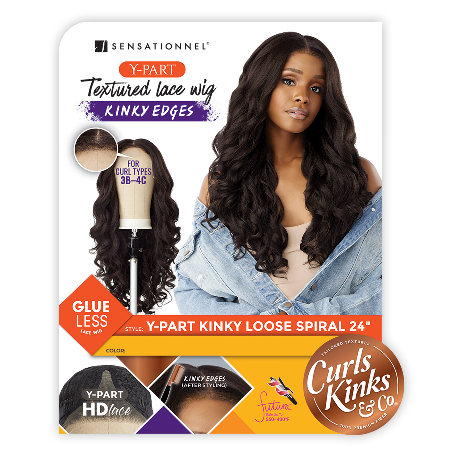 Sensationnel HD Lace Front Wig Curls Kinks N Co Glueless Kinky Edges Y-Part Kinky Loose Spiral 24