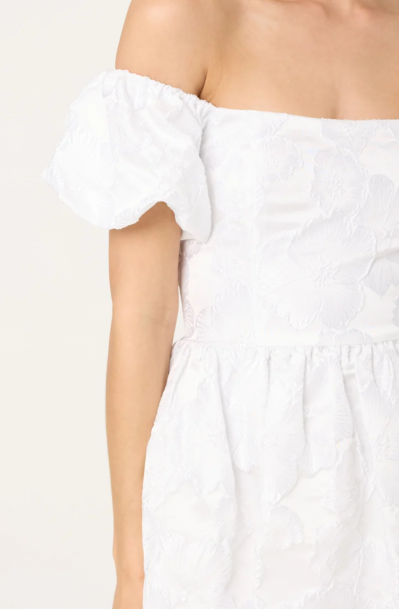 Off Shoulder Bubble Hem Mini Dress