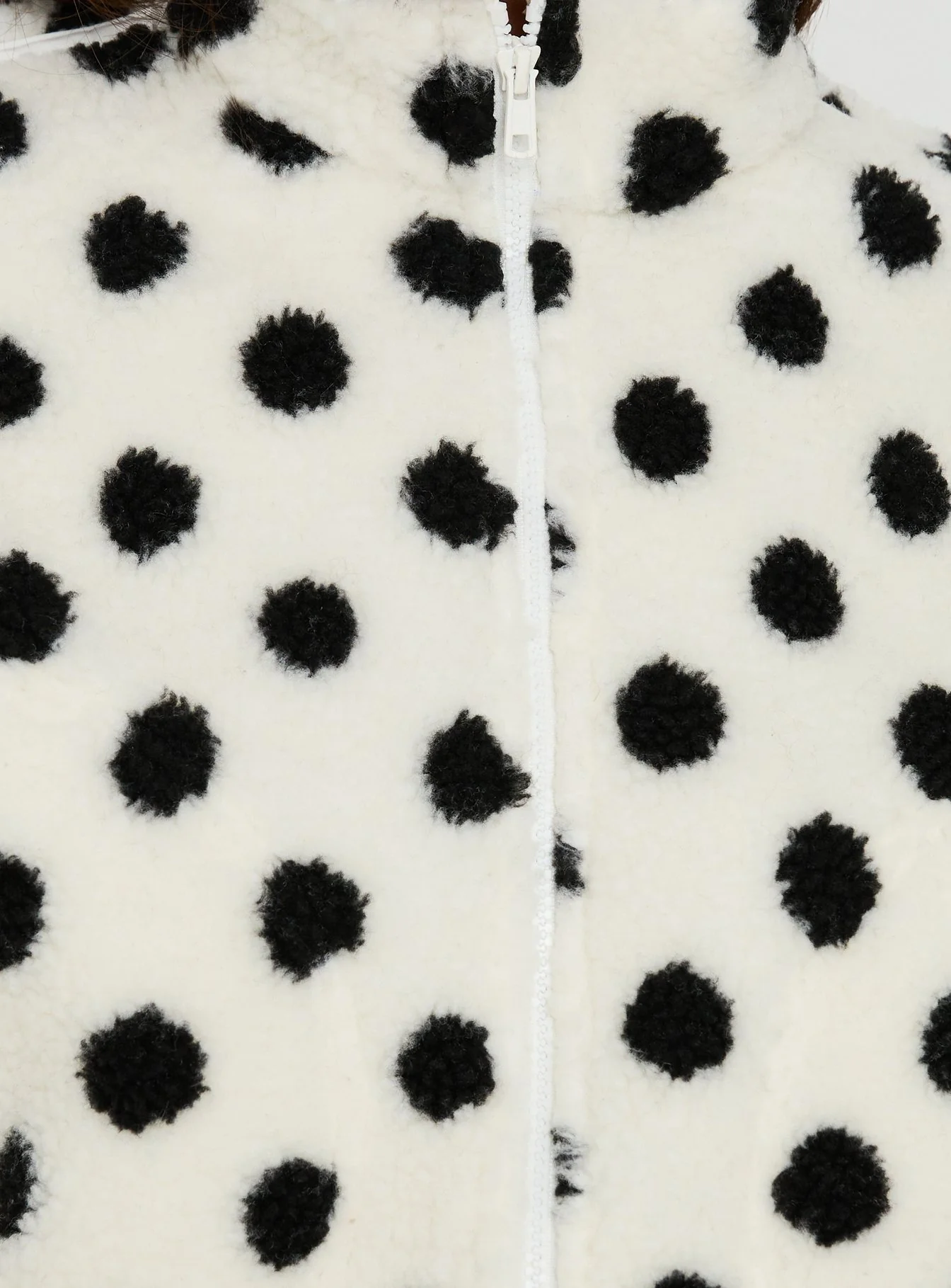 Sammee Polar Fleece Contrast Zip Through Jacket White Polka