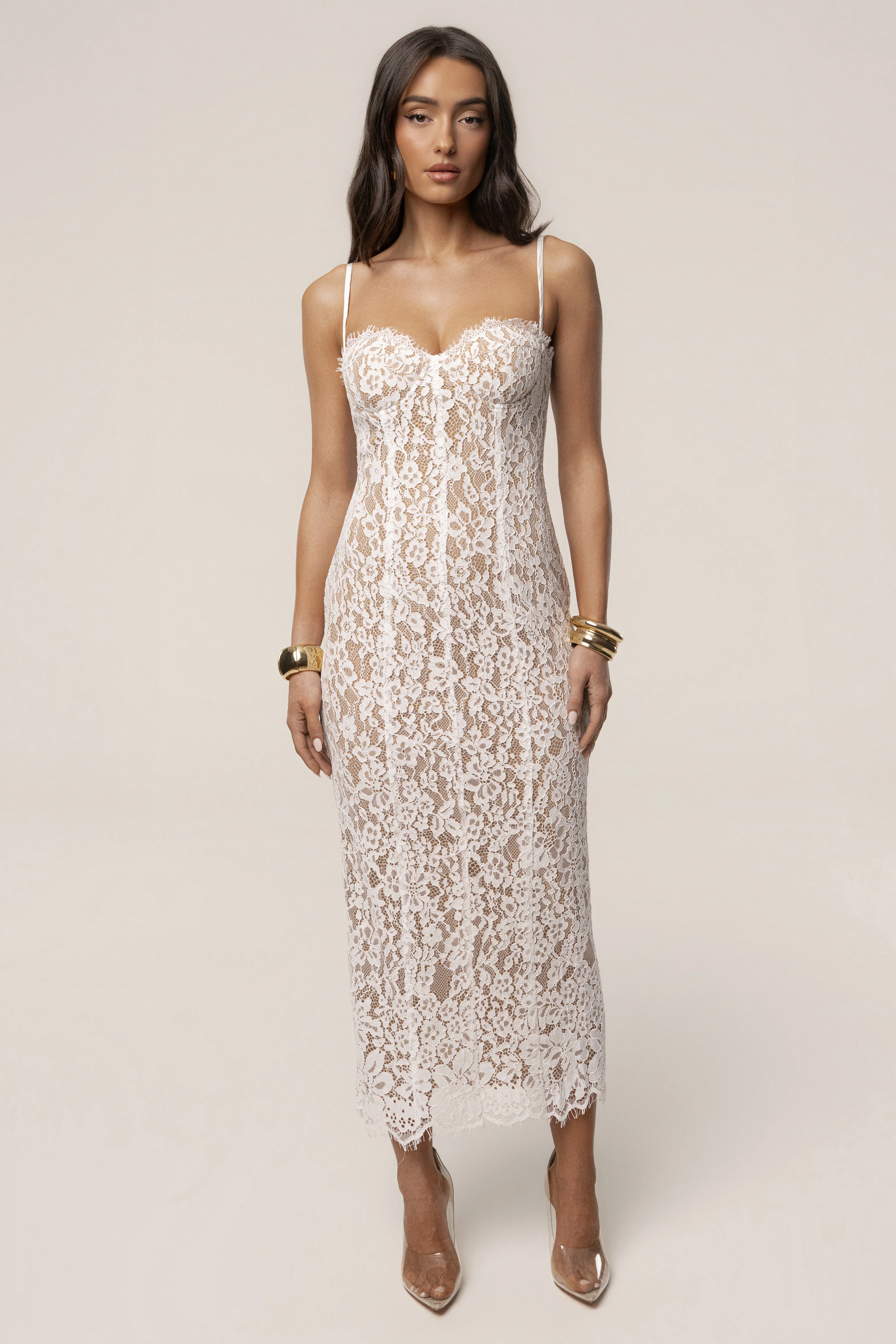 White Love Reign Lace Midi Dress