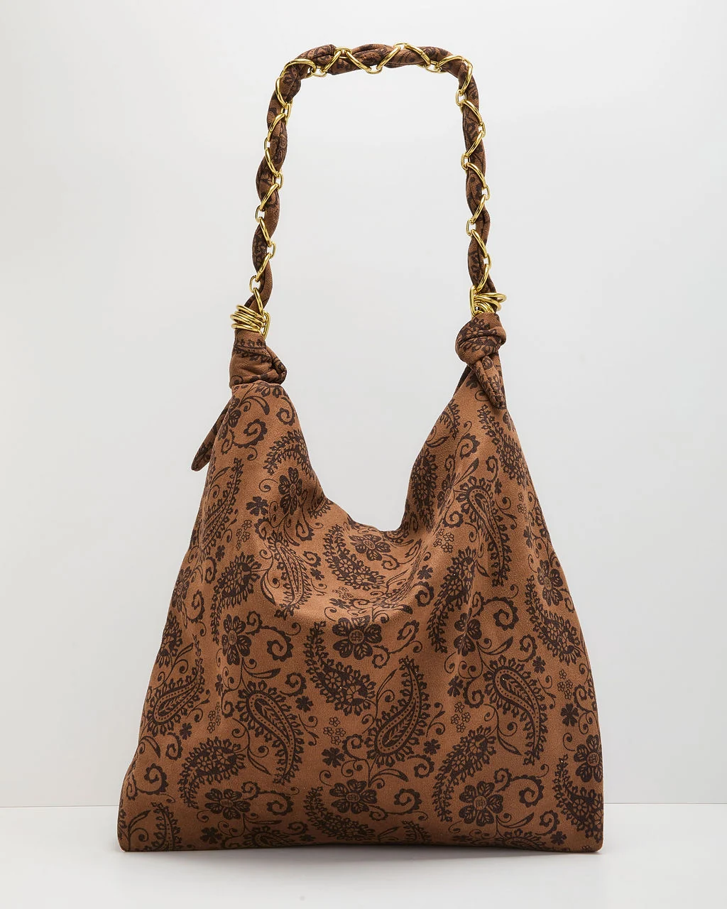 Sylena Faux Suede Paisley Print Shoulder Bag
