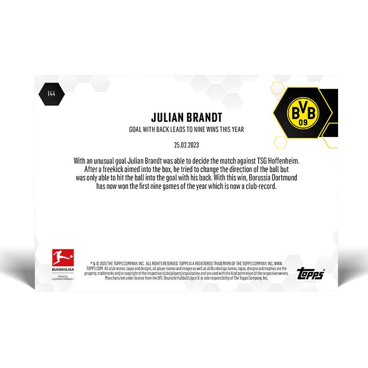 Topps UK - Goal with back leads to nine wins this year - Bundesliga TOPPS NOW® Card #144