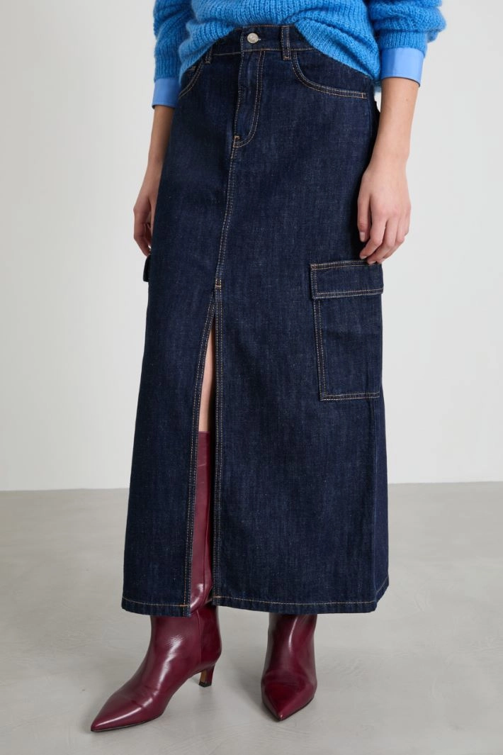 Denim cargo skirt - BLUE