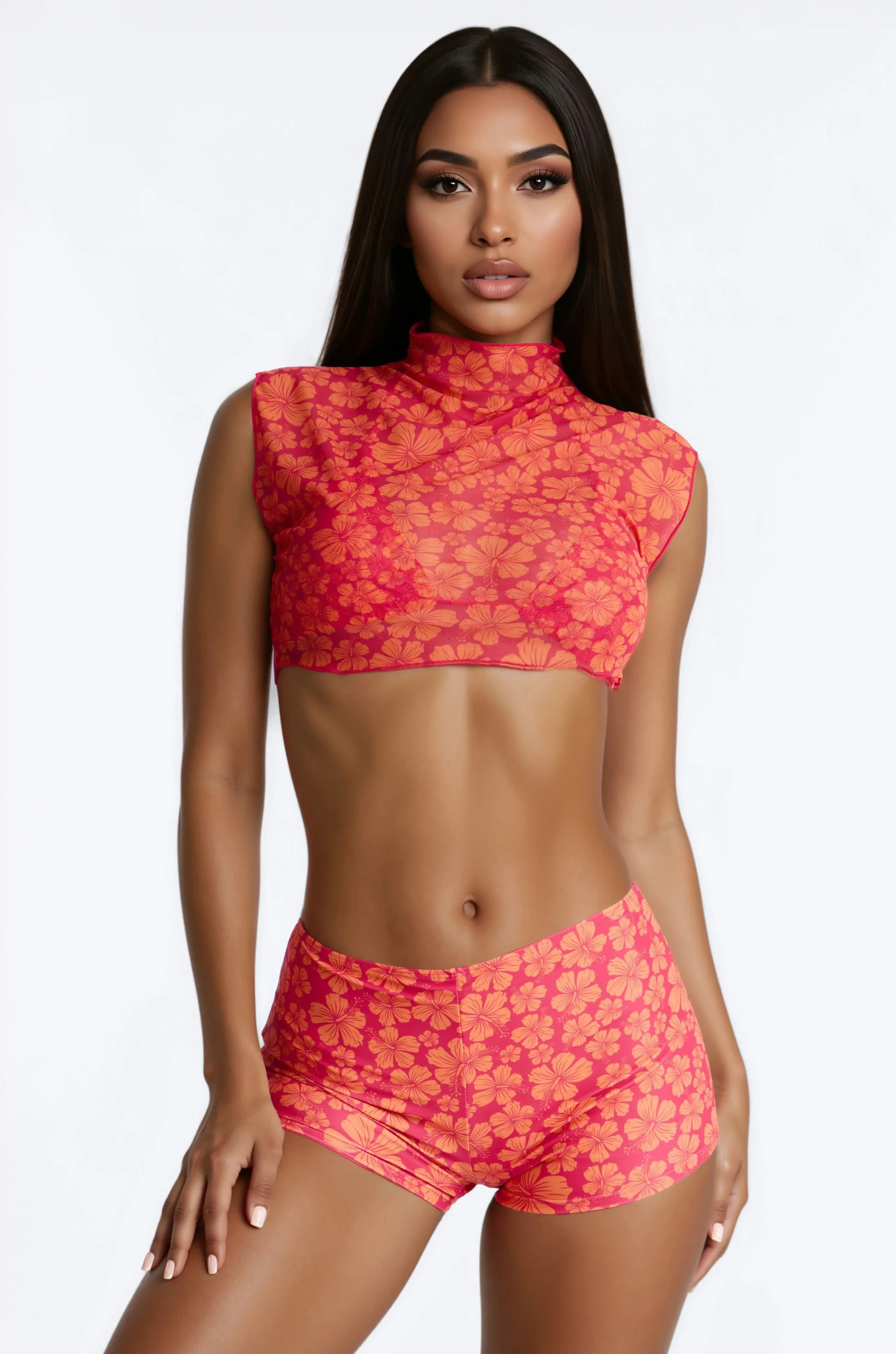 Kristy Floral 3 Piece Bikini Set - Pink/combo