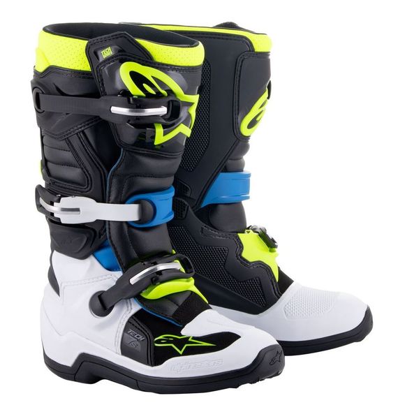 Alpinestars TECH 7S BLACK / ENAMEL BLUE / YELLOW FLUO cross 'S motocross boots - Black / BlueRef: AP12719