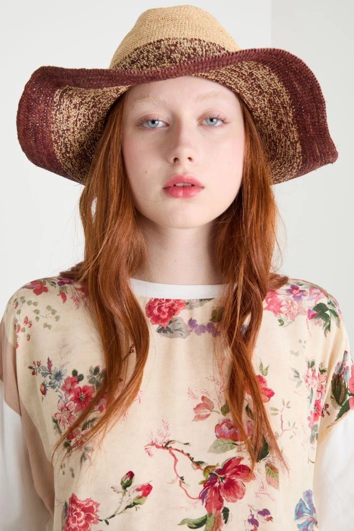 Dégradé raffia hat - BROWN BEIGE