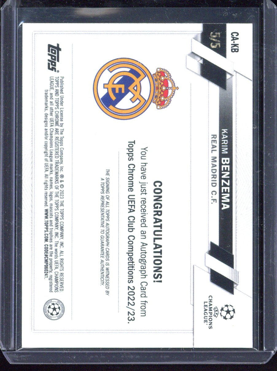 2022-23 Topps Chrome UCC Karim Benzema Autograph /5