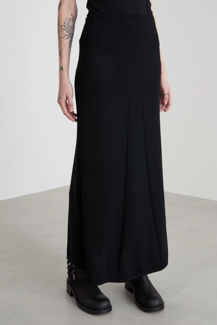 Shiny knit skirt - BLACK
