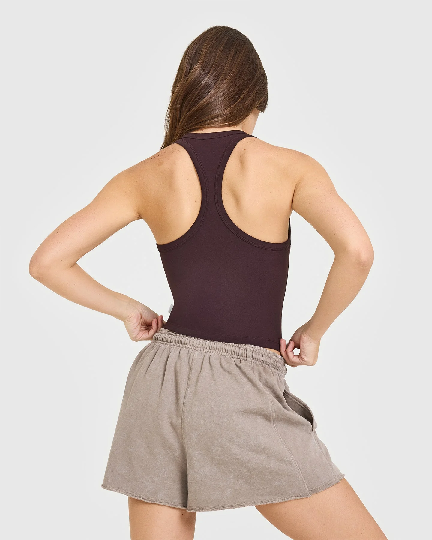 Cotton Fitted Mid Vest | Plum Brown