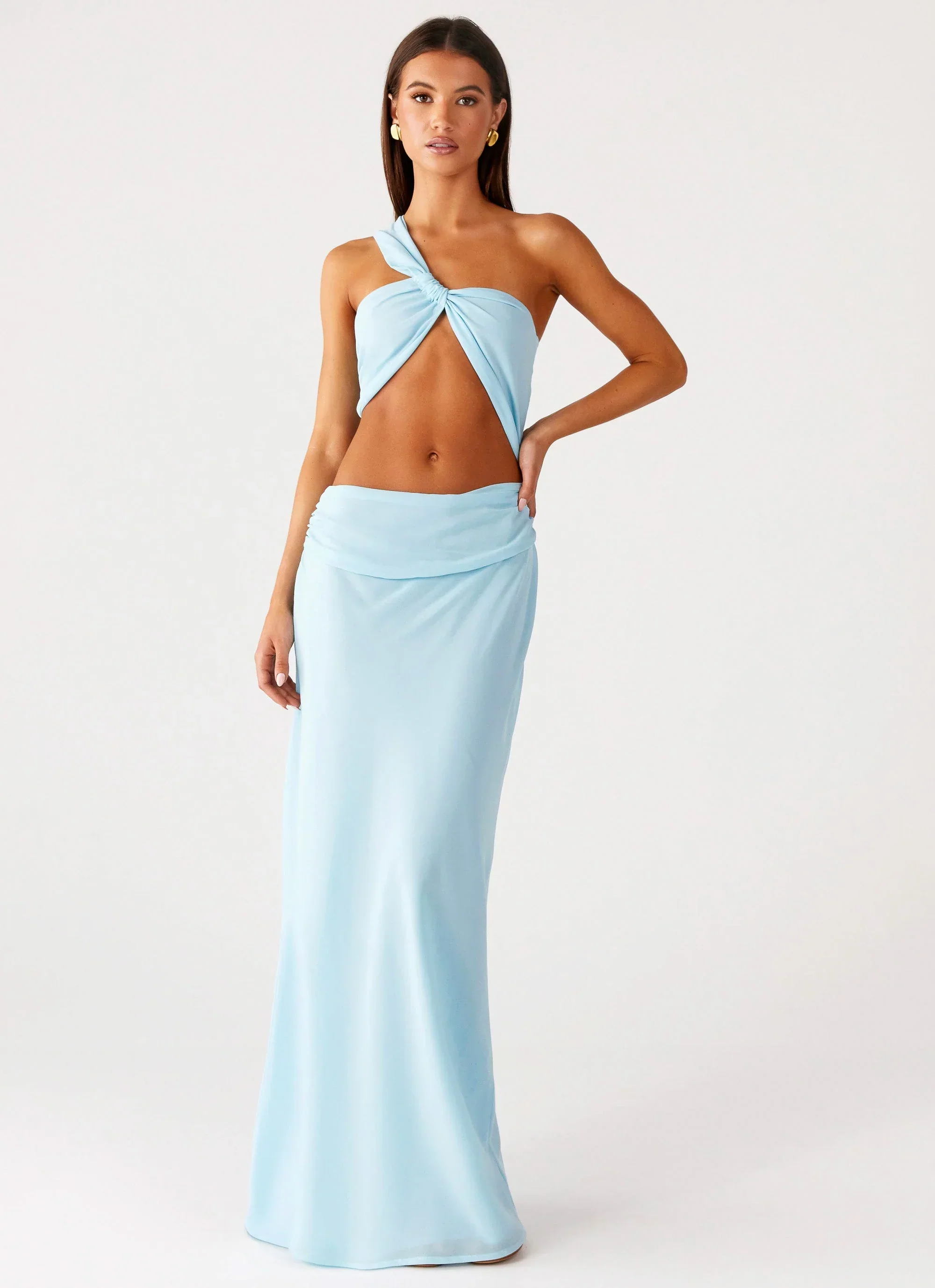 Cindelle One Shoulder Maxi Dress - Turquoise