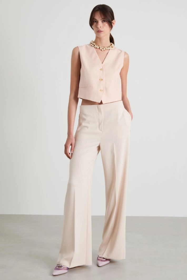 Canvas and twill gilet - POWDER PINK