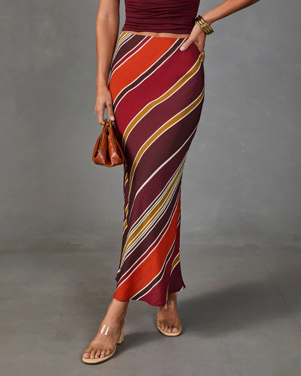 Coastline Calling Striped Midi Skirt