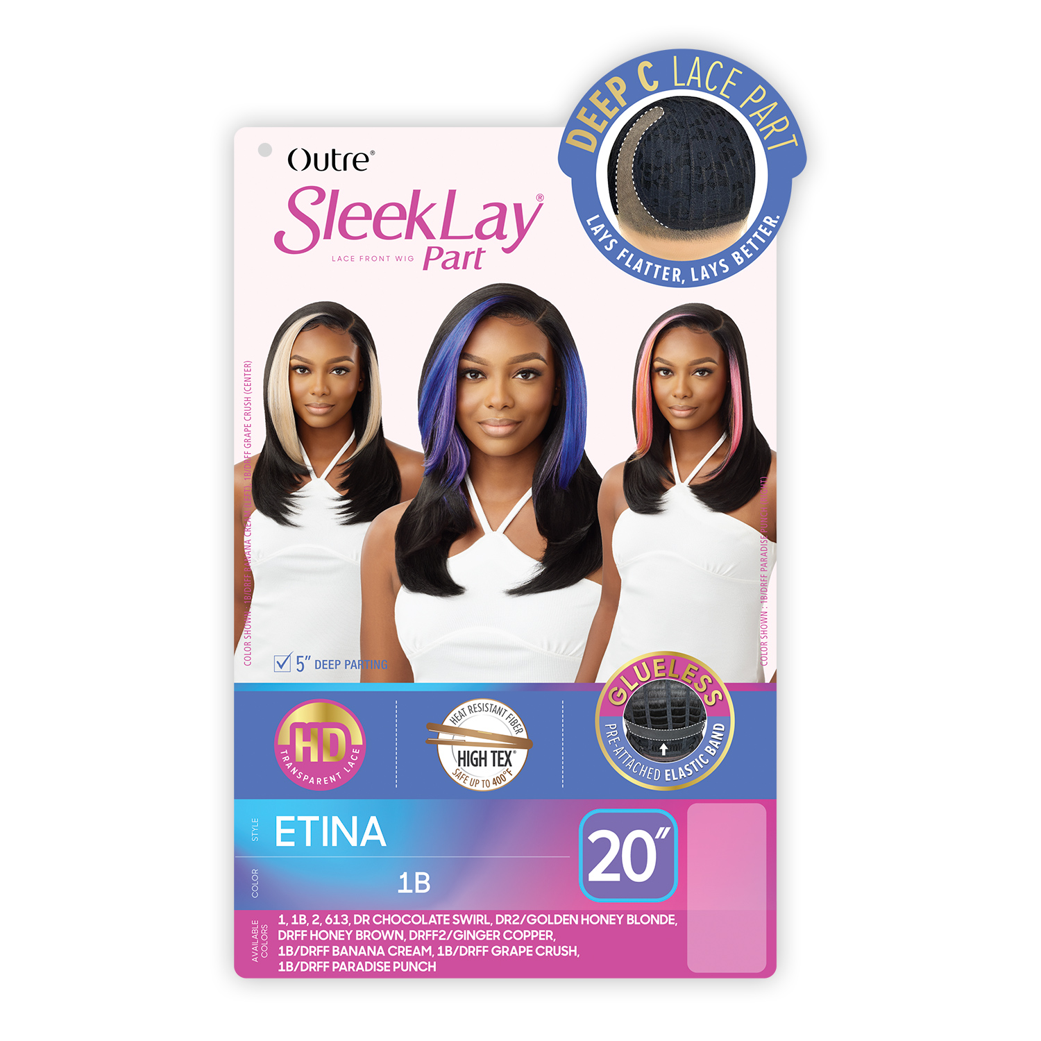 Outre HD Lace Front Wig Glueless SleekLay Deep C Lace Part Etina