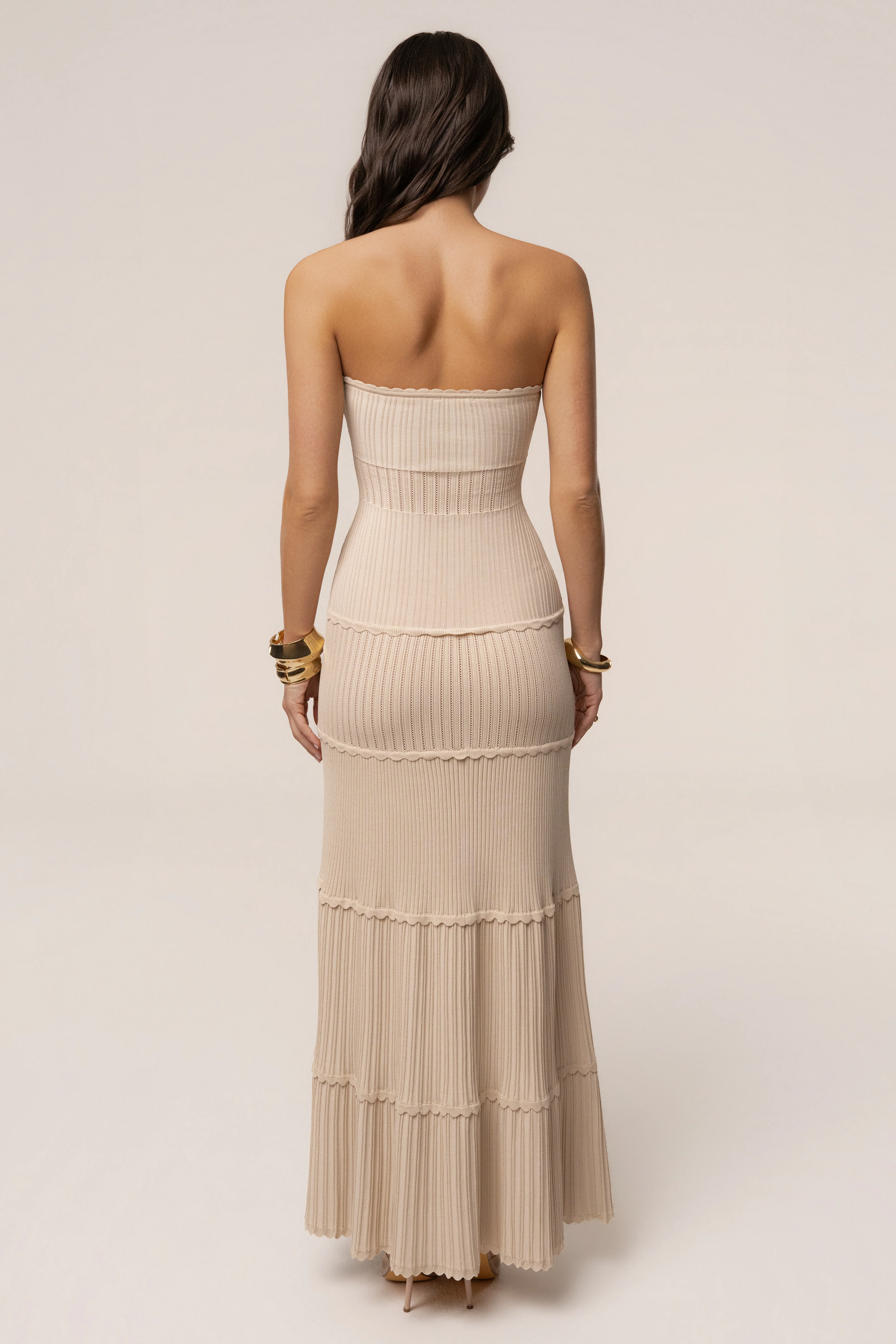 Cream Vienna Strapless Maxi Dress