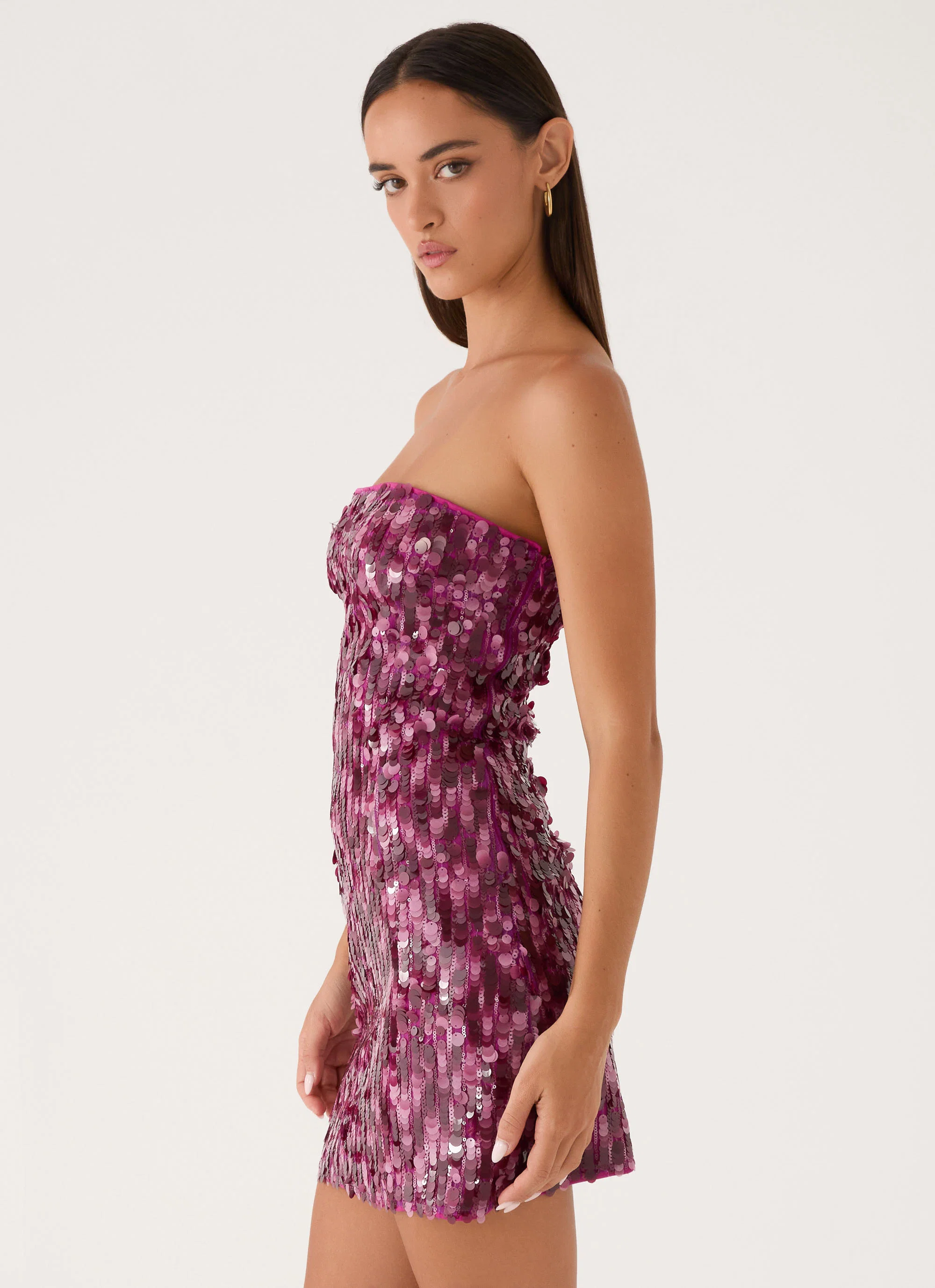Seliora Sequin Mini Dress - Plum