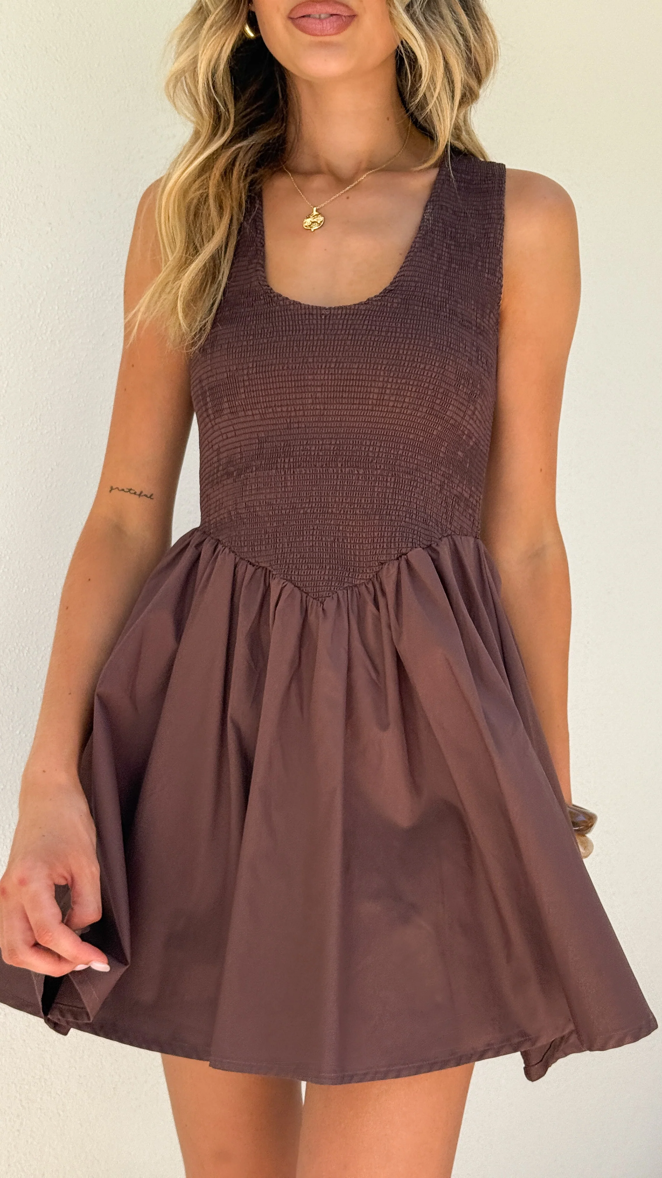 Amira Mini Dress - Chocolate