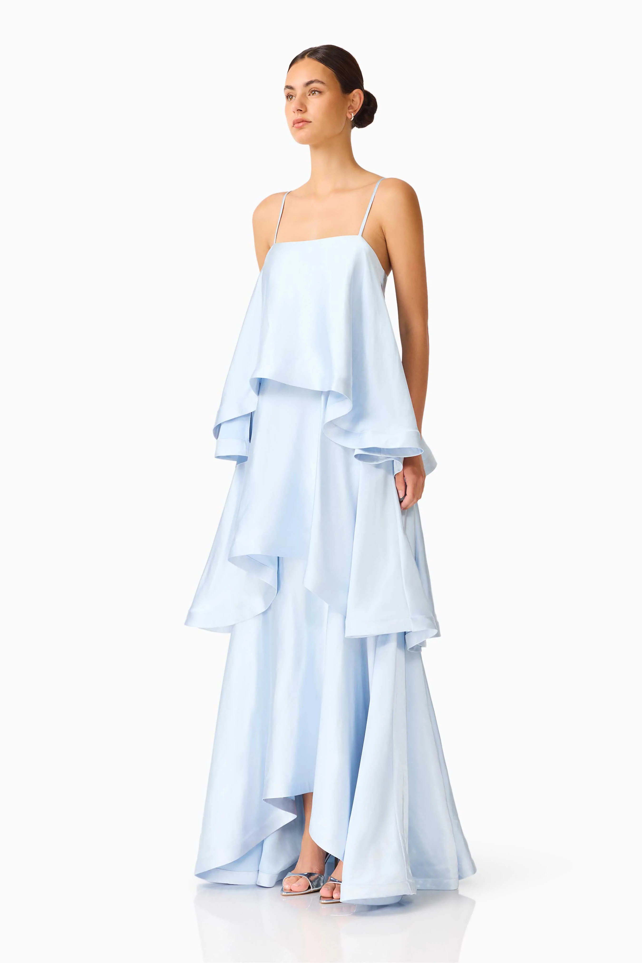 Tilly Tiered Maxi Dress in Pale Blue