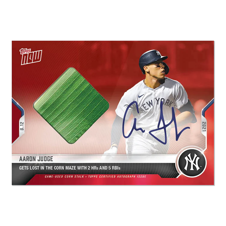 On-Card Auto Corn Relic # to 10 - Aaron Judge - 2021 MLB TOPPS NOW® Card 651D