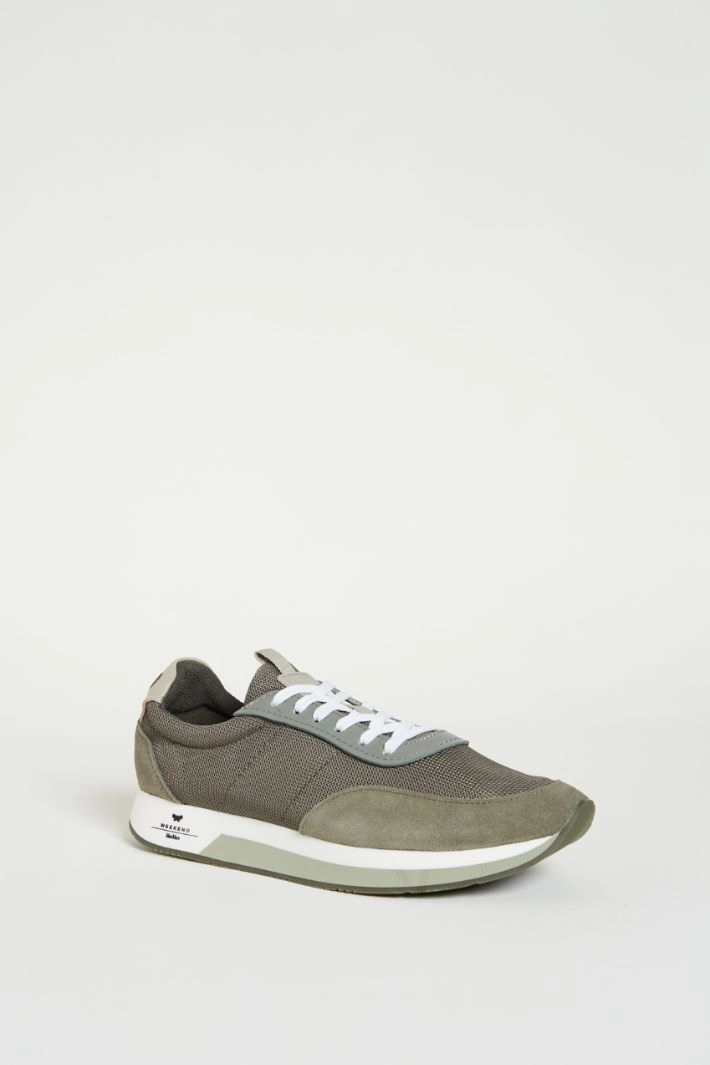 Technical fabric sneakers - GREY GREEN
