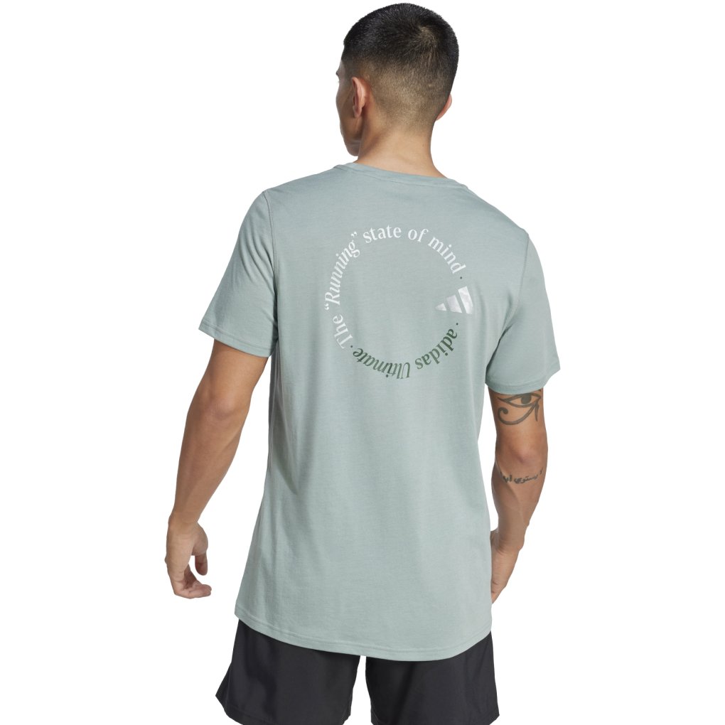 adidas Ultimate Metallic Graphic Running Tee Men - silver green JI9373