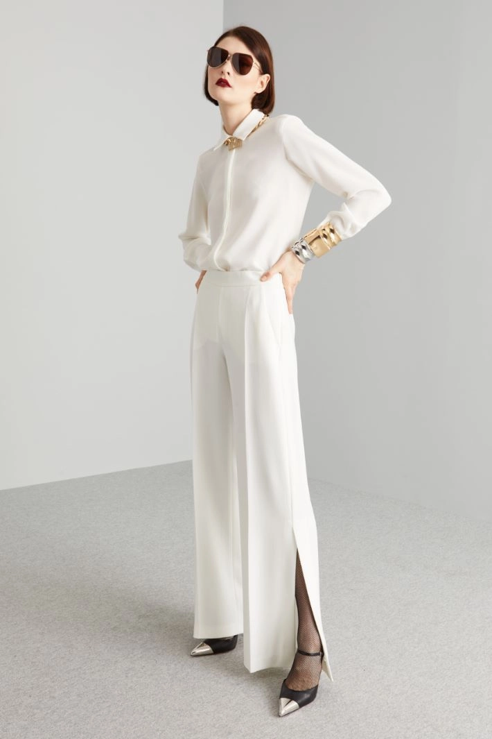 Slit-detailed trousers - WHITE