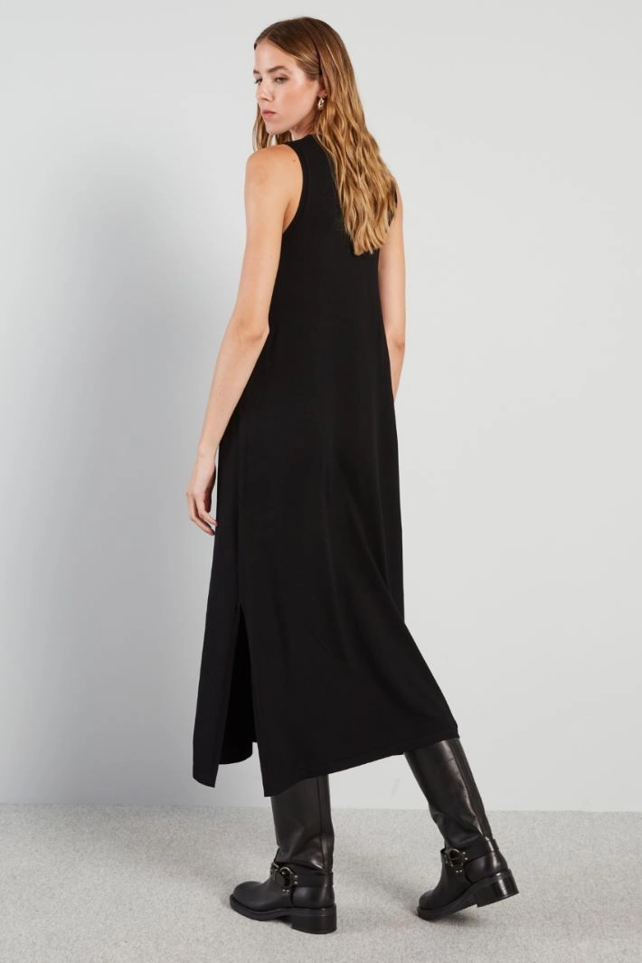 A-line knitted dress - BLACK