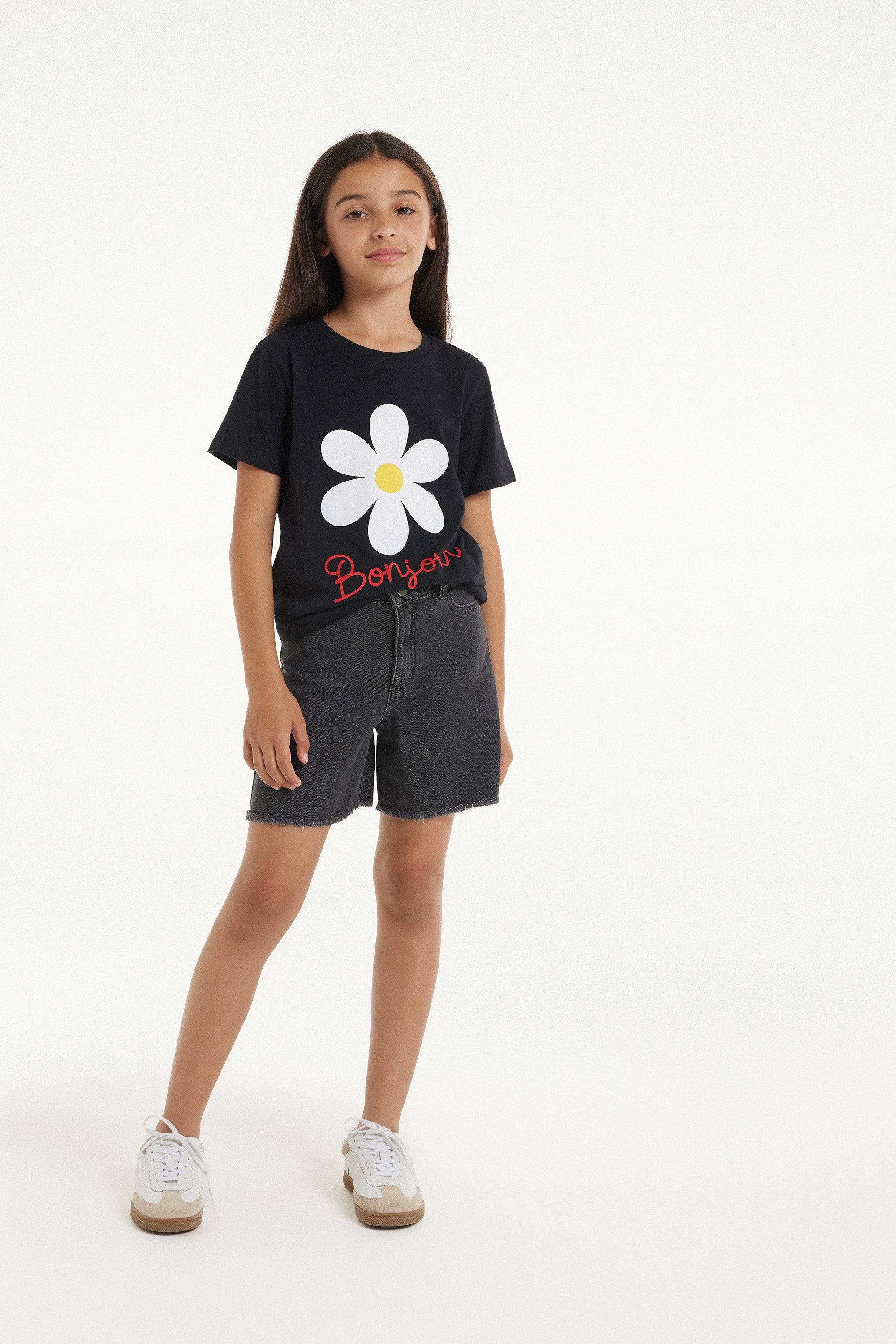 Fringed Denim Shorts