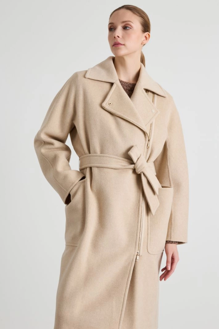 Wool coat with zip - SAND