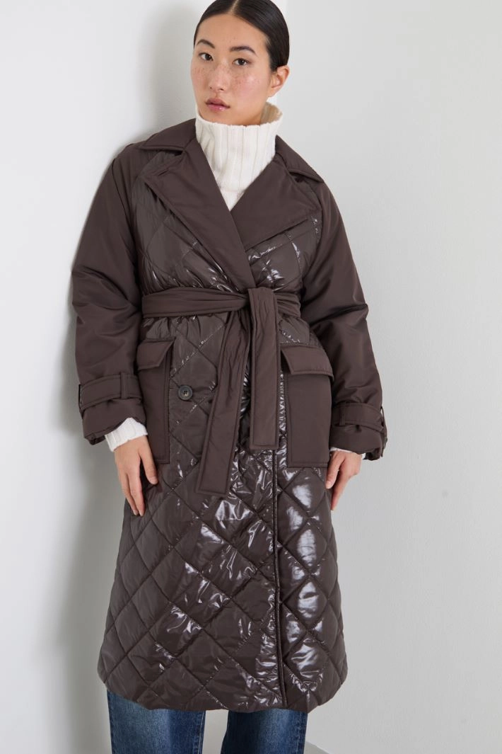 Long padded with belt - BROWN