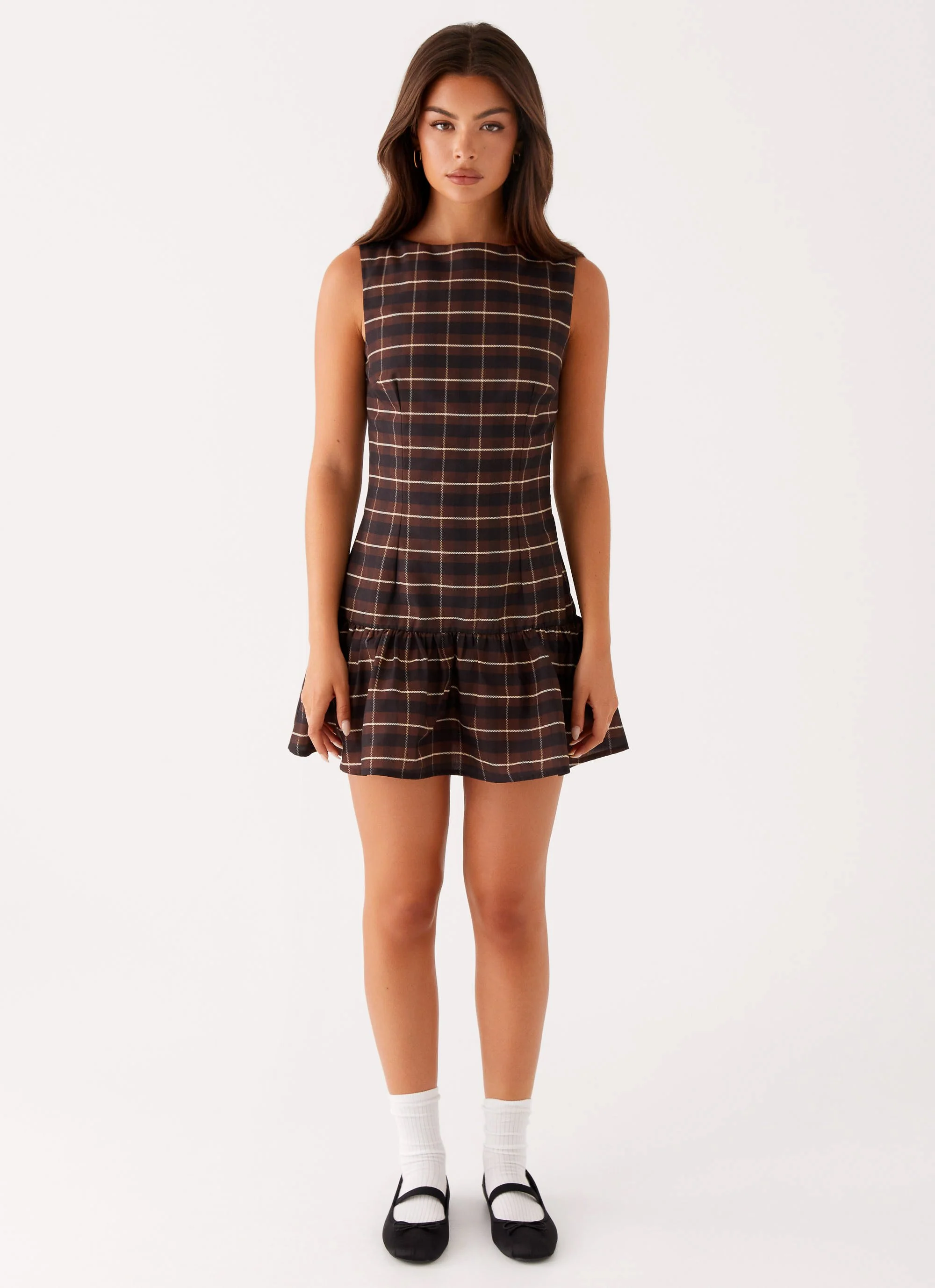 Arizona Mini Dress - Brown Black Check
